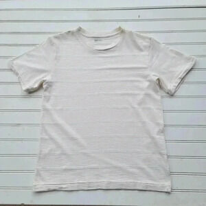 Gap Kids Cotton Poly Blend Pocket T-Shirt Off-White Ivory Striped Sz M 8